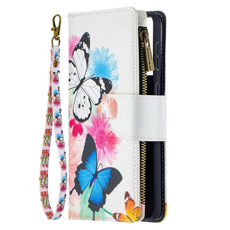 Kotelot Samsung Galaxy S21 Plus 5G Butterflies Vetoketjullinen Tasku