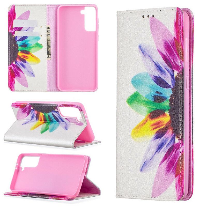 Puhelinkuoret Samsung Galaxy S21 Plus 5G Kotelot Flip Flower Watercolour