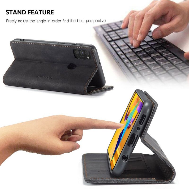 Puhelinkuoret Samsung Galaxy M21 Kotelot Flip Caseme Keinonahka