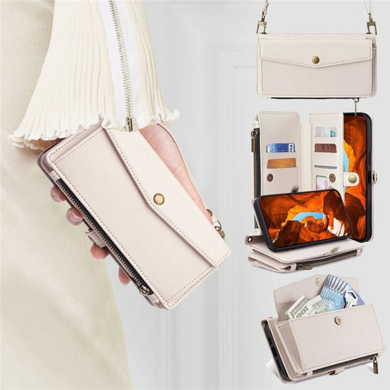 Kotelot Xiaomi 17 Lompakko Olkahihnalla Ja Nauhalla