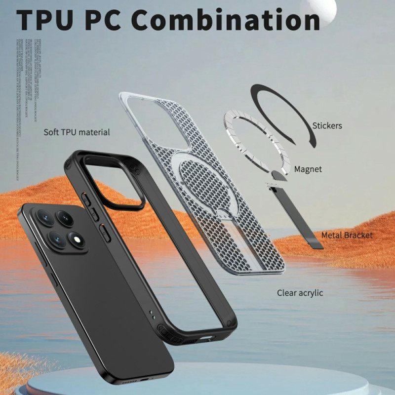 Kuori Xiaomi 17 Magneettinen Ruudukkokuvio Ja Tukijalka