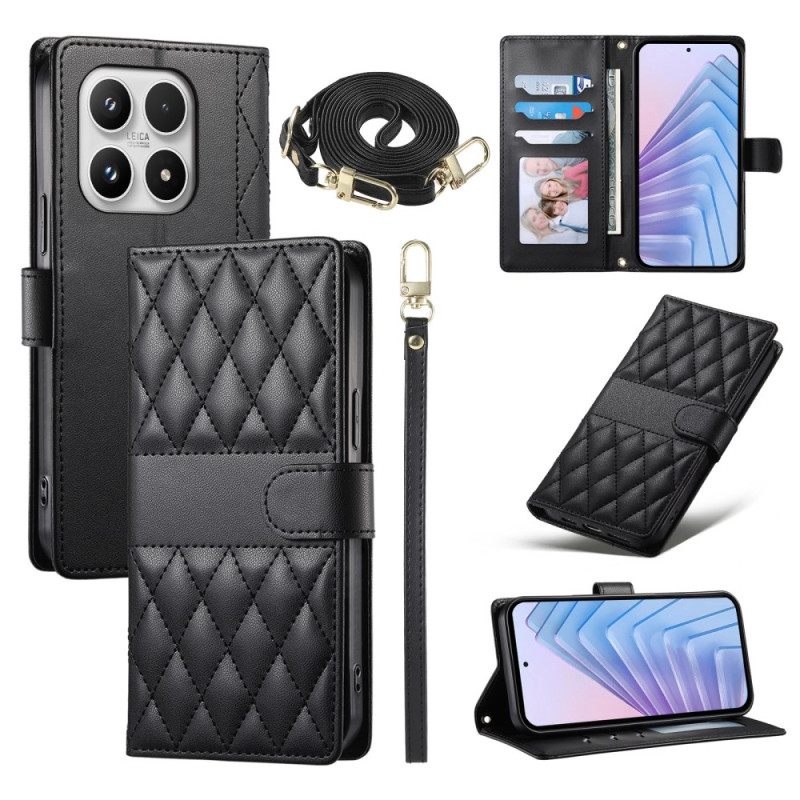 Nahkakotelo Xiaomi 17 Tikattu Hihnoilla