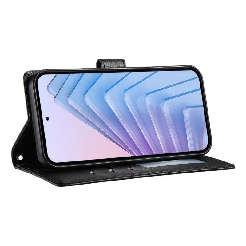 Nahkakotelo Xiaomi 17 Tikattu Hihnoilla