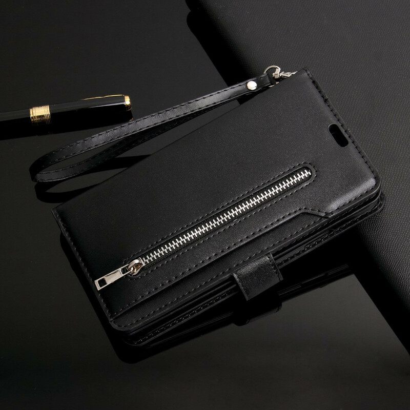 Flip Case Huawei P40 Lite Kukkaro Kaulanauhalla