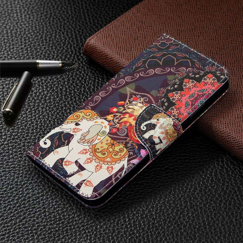 Flip Case Huawei P40 Lite Mandala Etniset Norsut