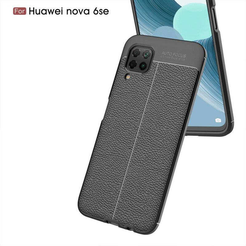 Kuori Huawei P40 Lite Double Line Litchi Leather Effect