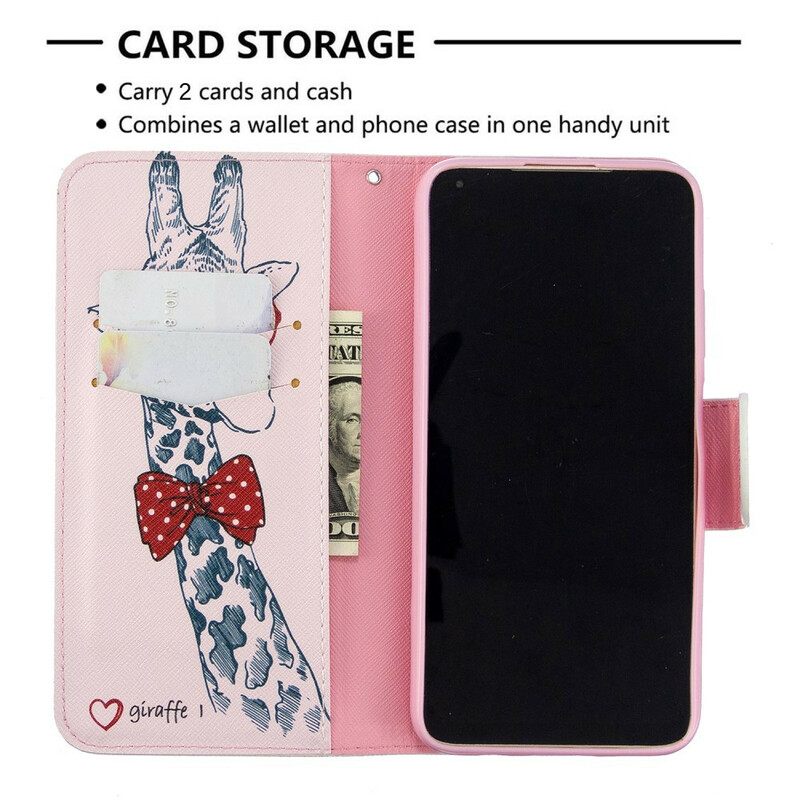 Nahkakotelo Huawei P40 Lite Brainy Giraffe