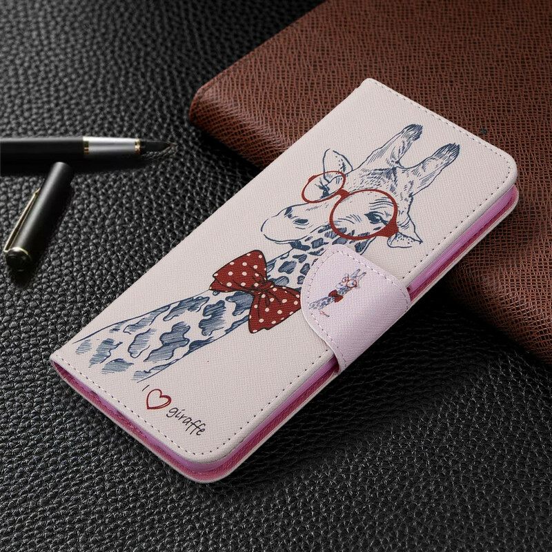 Nahkakotelo Huawei P40 Lite Brainy Giraffe