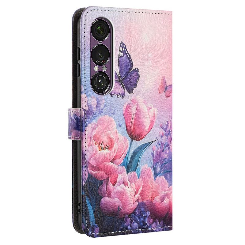 Kotelot Sony Xperia 1 Vii Kukka- Ja Perhoskuvio