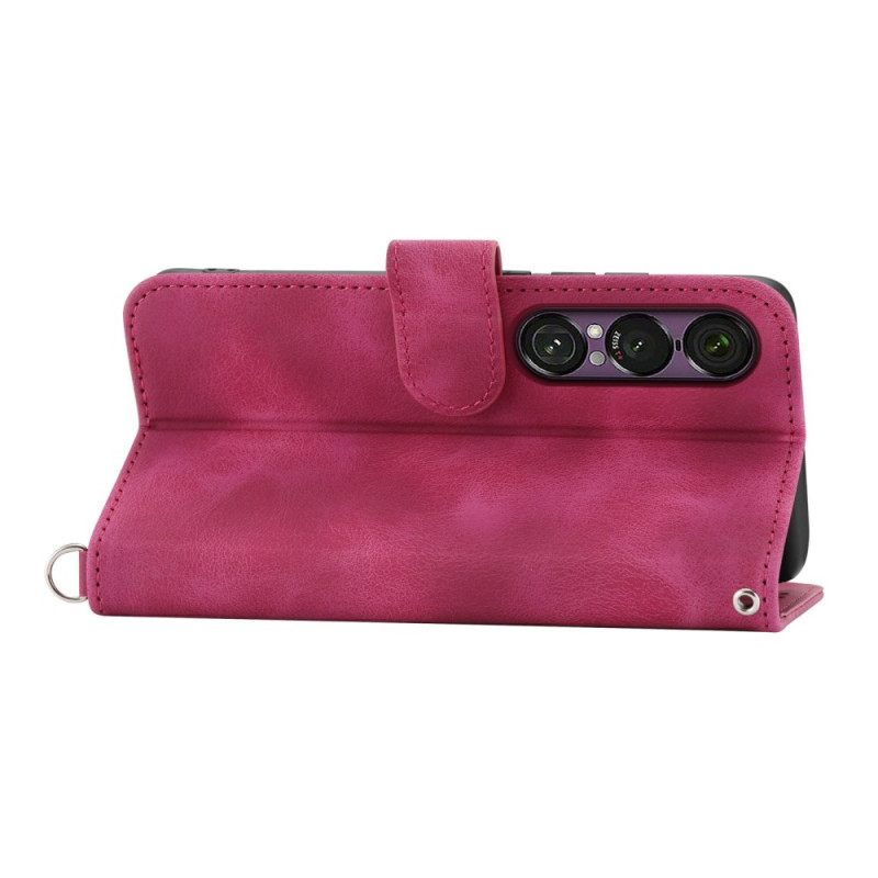 Kotelot Sony Xperia 1 Vii Mokkanahkainen Pitsikuvio Suojakuori