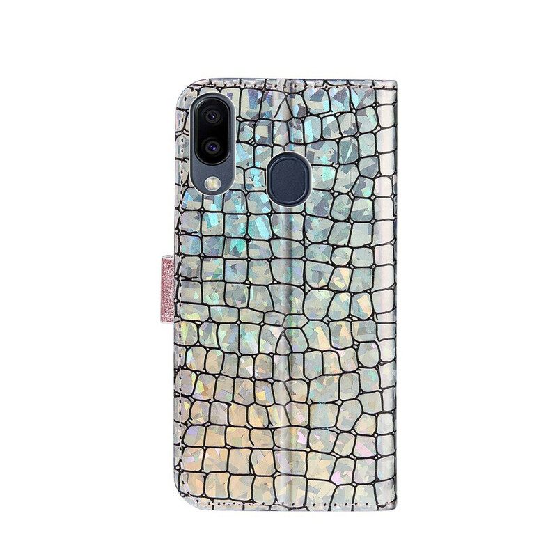 Nahkakotelo Samsung Galaxy A30 / A20 Croco Diamonds
