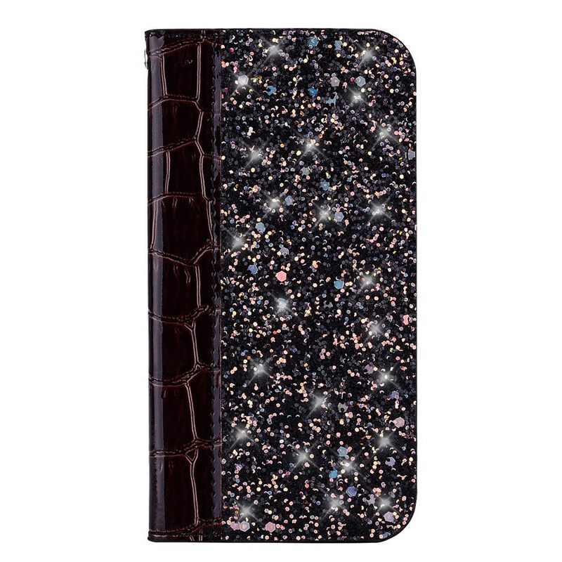 Puhelinkuoret Samsung Galaxy A30 / A20 Kotelot Flip Crocodile Skin Ja Glitter Effect