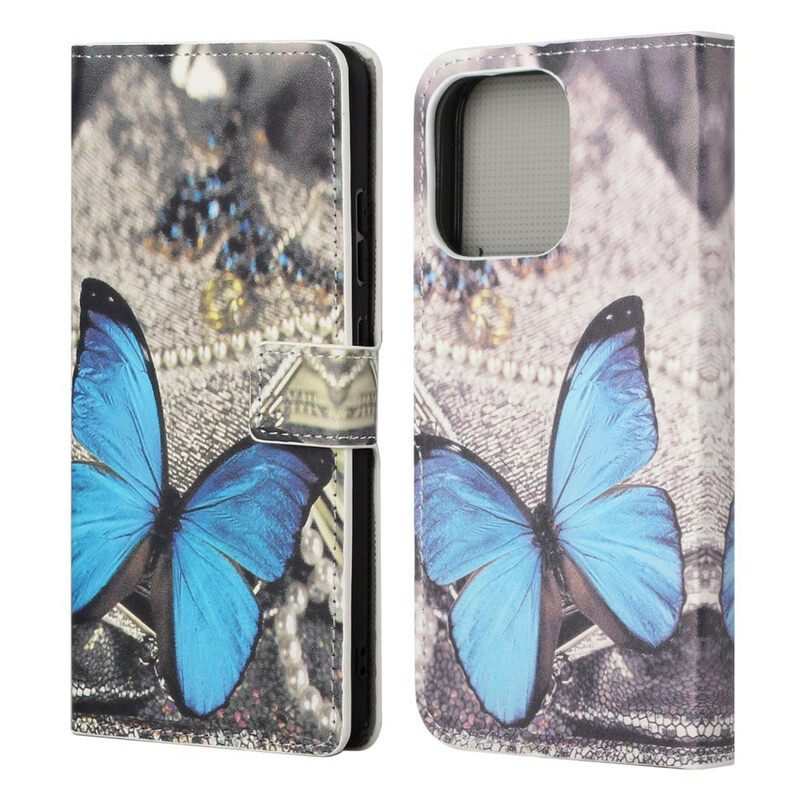 Flip Case iPhone 13 Pro Blue Butterfly