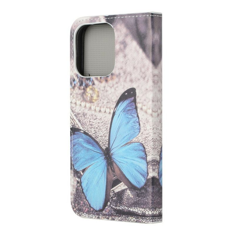 Flip Case iPhone 13 Pro Blue Butterfly