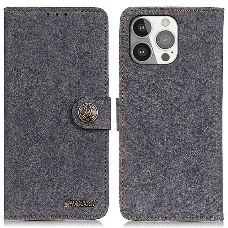 Flip Case iPhone 13 Pro Faux Leather Split Retro Khazneh