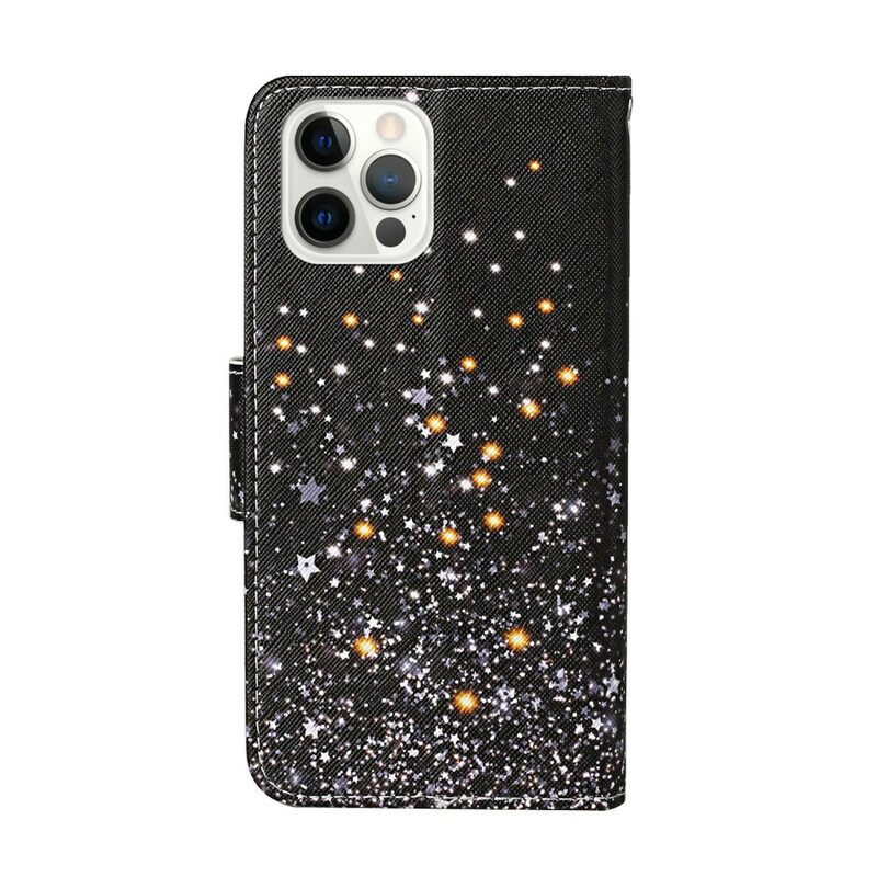 Kotelot iPhone 13 Pro Stars And Sequins With Lanyard