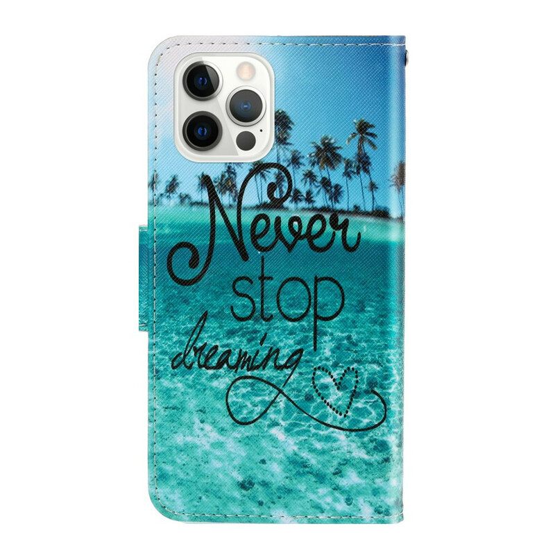Kotelot iPhone 13 Pro Suojaketju Kuori Never Stop Dreaming Navy Strappy