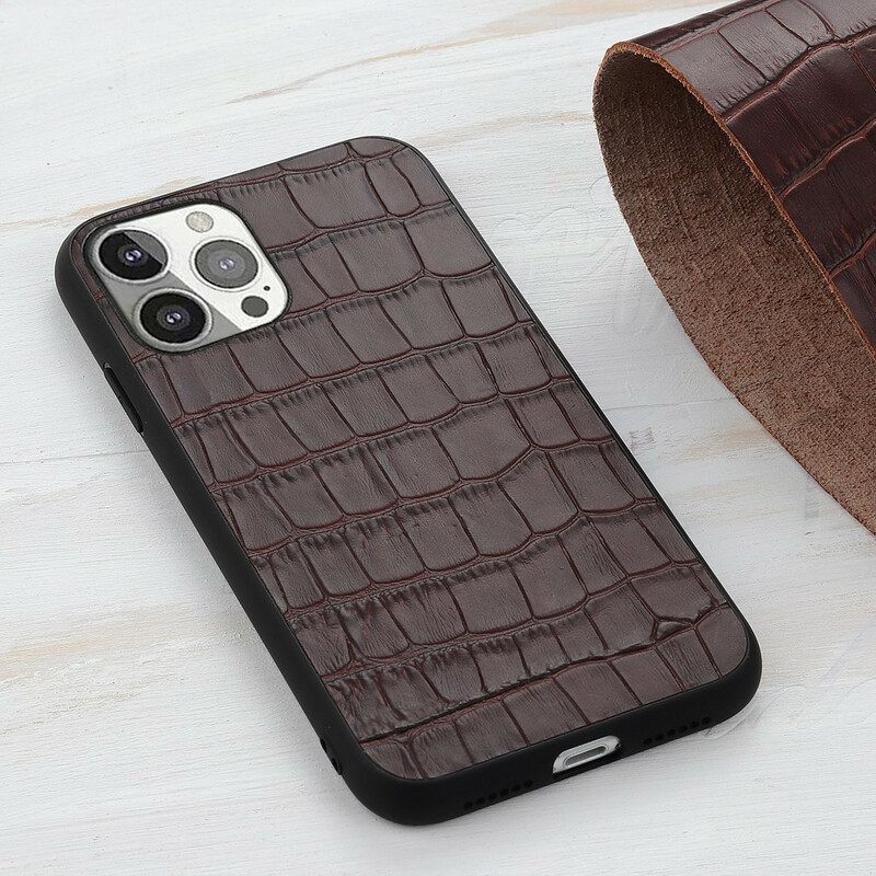 Kuori iPhone 13 Pro Aito Crocodile Texture Nahka