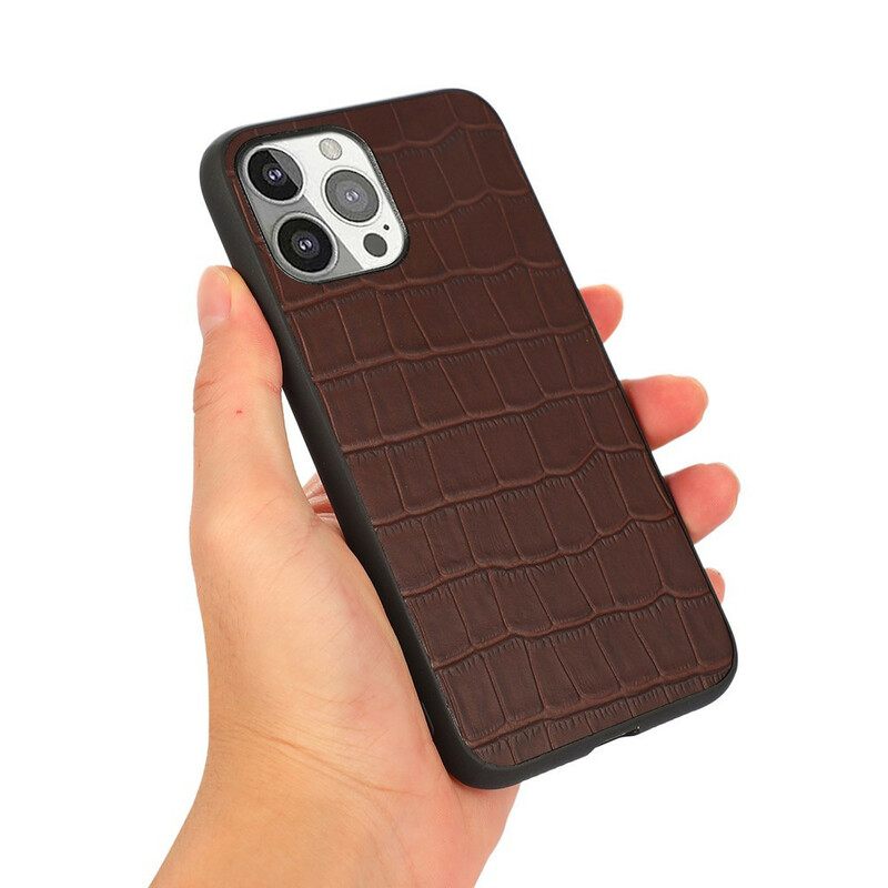 Kuori iPhone 13 Pro Aito Crocodile Texture Nahka