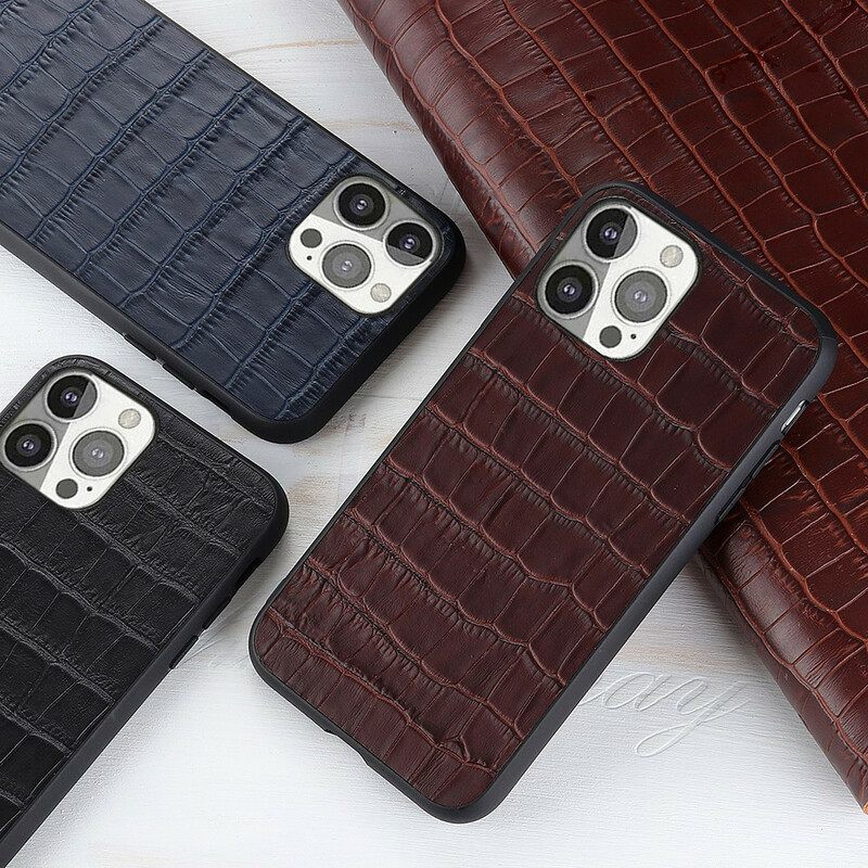 Kuori iPhone 13 Pro Aito Crocodile Texture Nahka