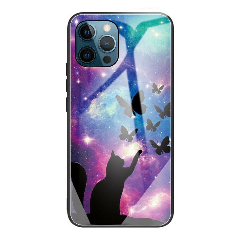 Kuori iPhone 13 Pro Karkaistu Lasikissa Ja Perhosia Avaruudessa