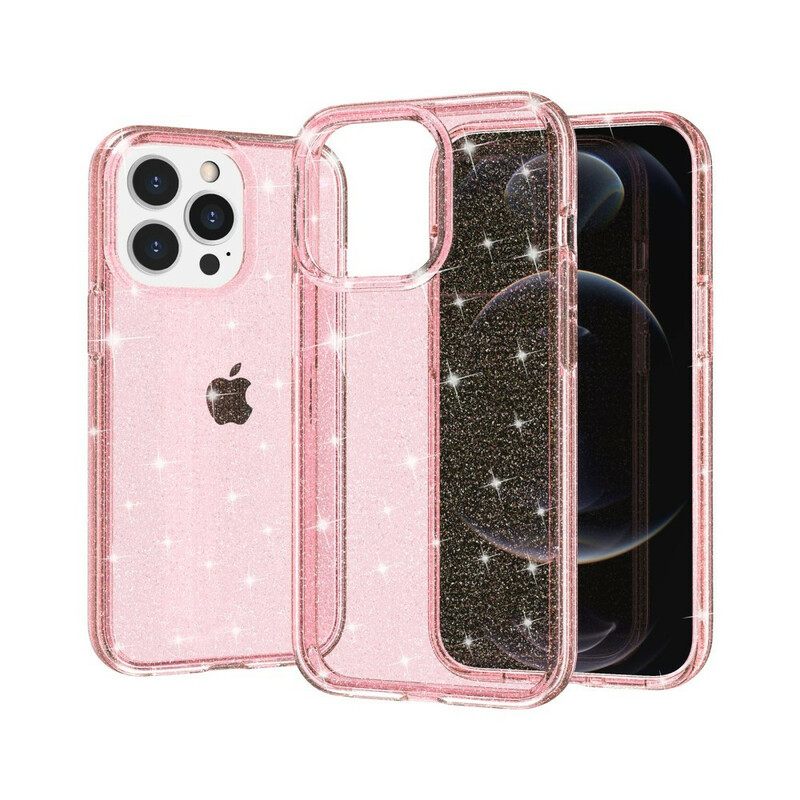 Kuori iPhone 13 Pro Läpinäkyvät Paljetit