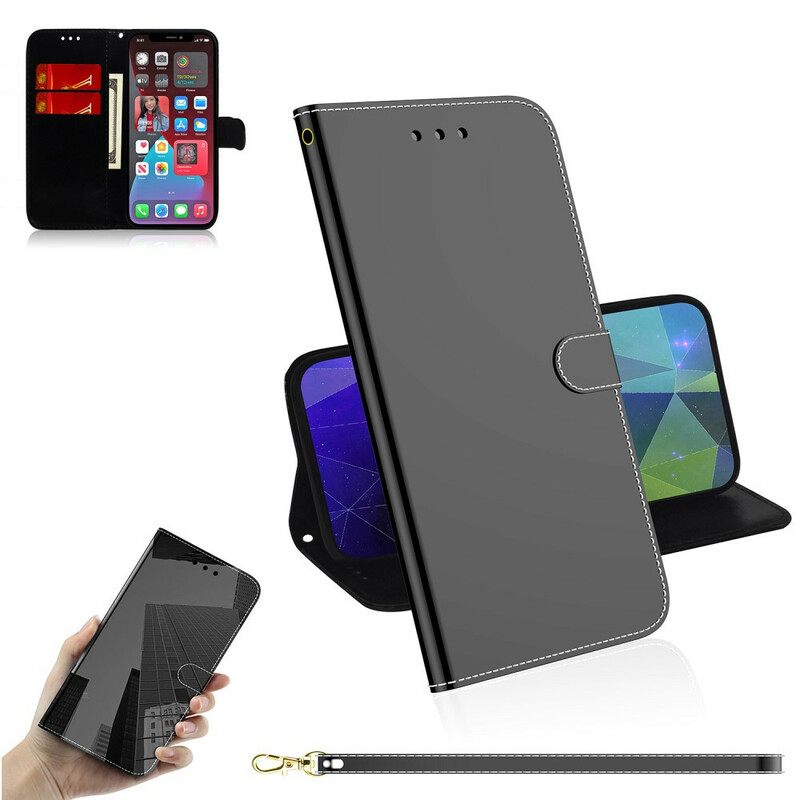 Nahkakotelo iPhone 13 Pro Keinonahkainen Peilin Kansi