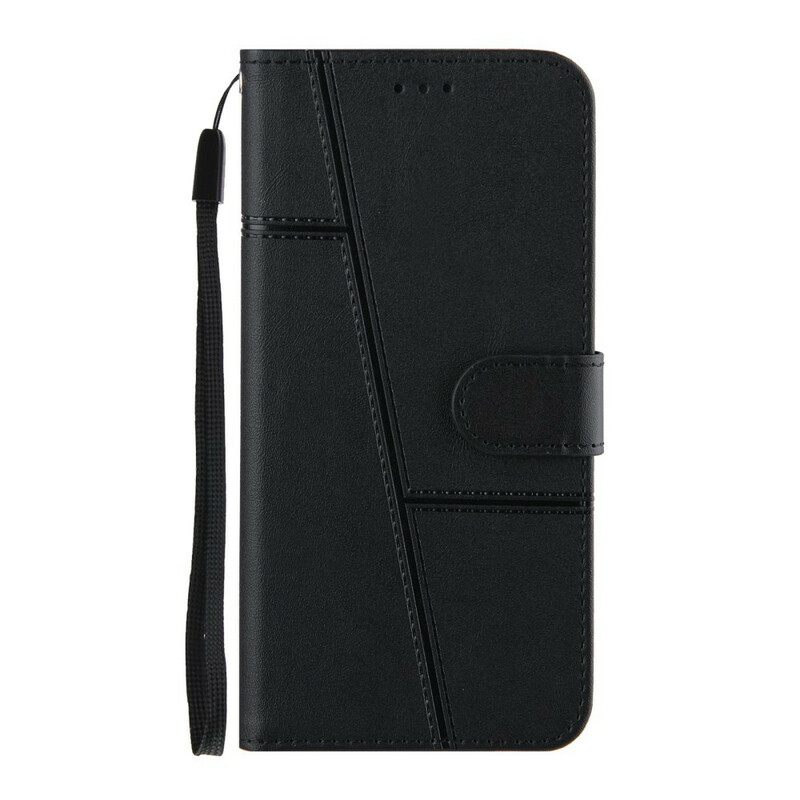 Nahkakotelo iPhone 13 Pro Suojaketju Kuori Leather Effect Geo Strappy