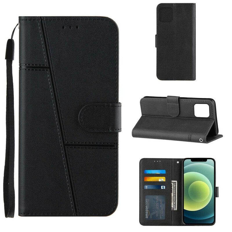 Nahkakotelo iPhone 13 Pro Suojaketju Kuori Leather Effect Geo Strappy