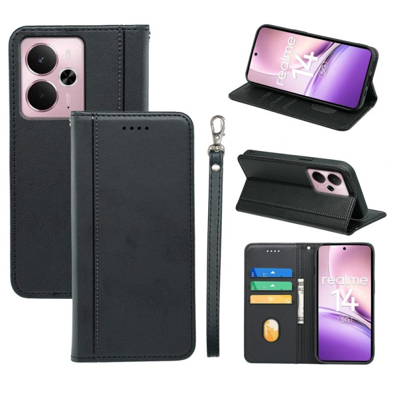 Nahkakotelo Realme 14 5g Irrotettava Hihna