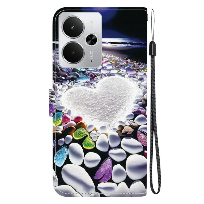 Nahkakotelo Realme 14 5g Sydänkuvio