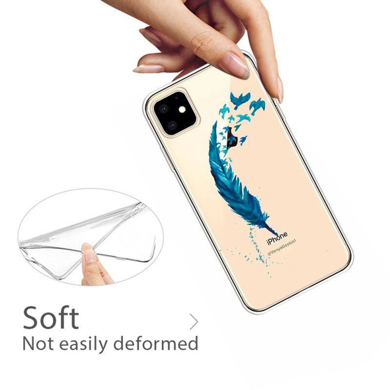 Case iPhone 11 Kaunis Sininen Sulka