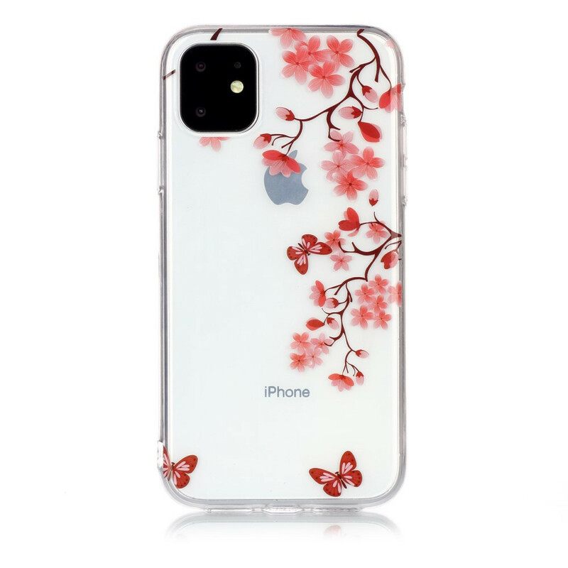 Case iPhone 11 Transparent Butterfly Branch