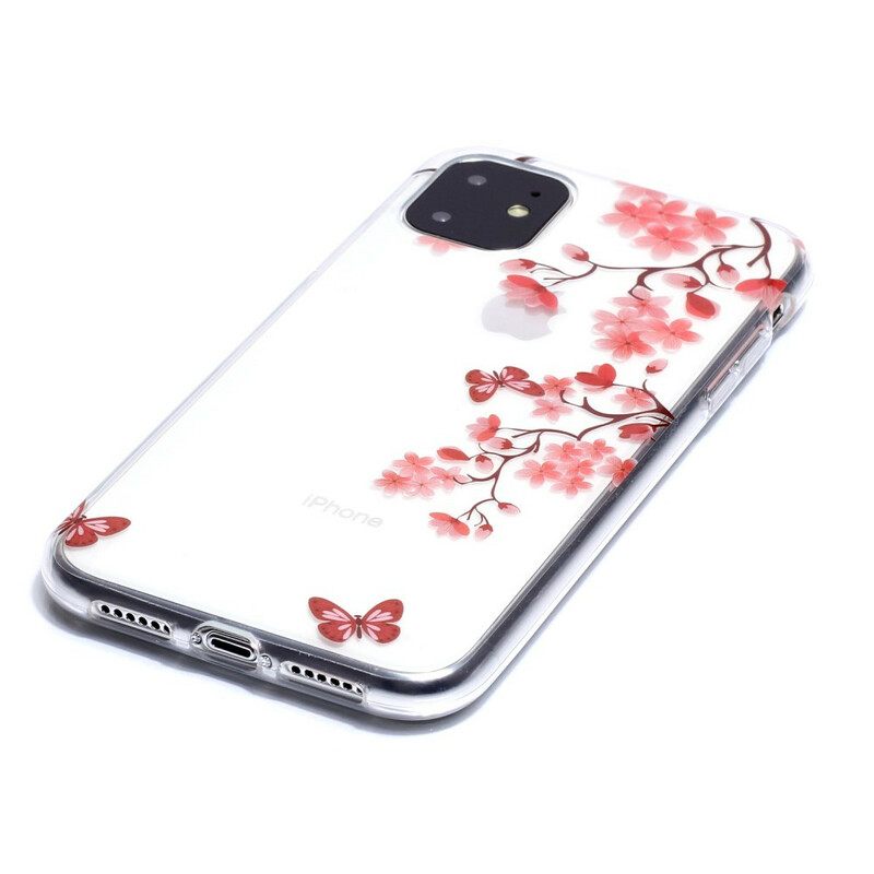 Case iPhone 11 Transparent Butterfly Branch