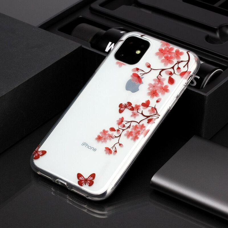 Case iPhone 11 Transparent Butterfly Branch
