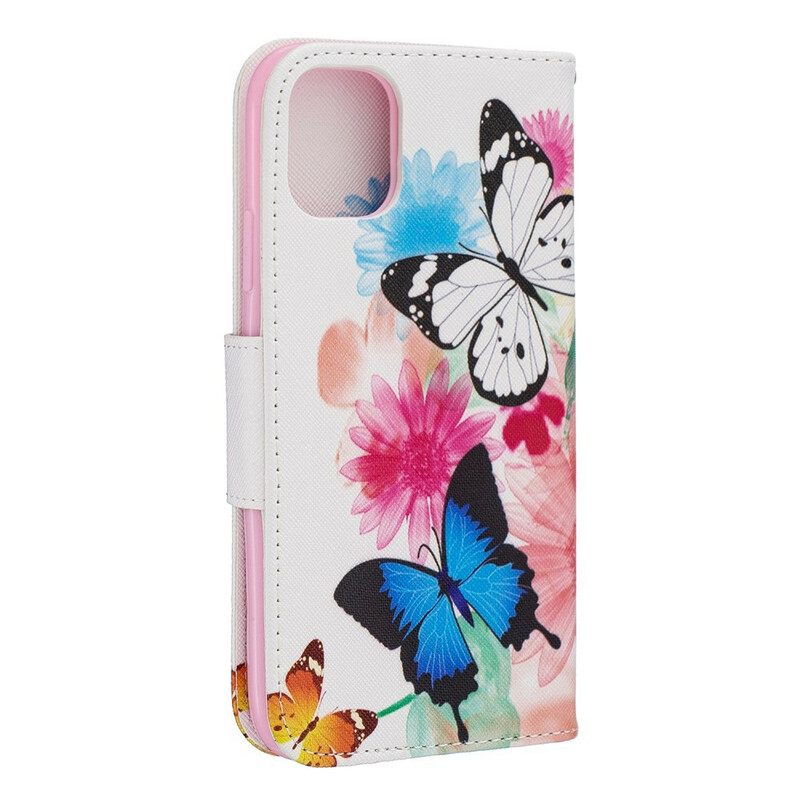 Kotelot iPhone 11 Maalatut Perhoset Ja Kukat