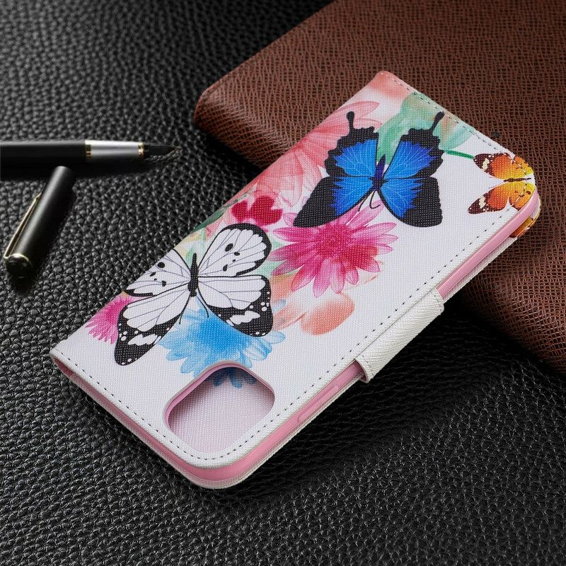 Kotelot iPhone 11 Maalatut Perhoset Ja Kukat