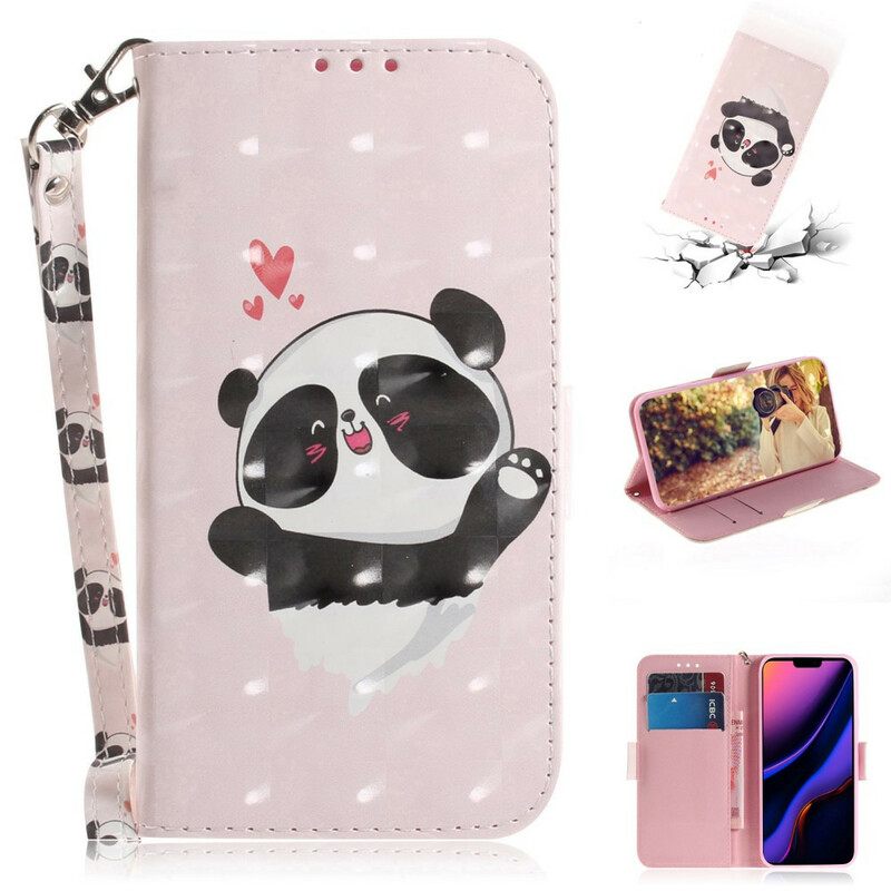 Kotelot iPhone 11 Suojaketju Kuori Panda Love In Lanyard