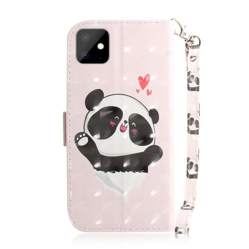 Kotelot iPhone 11 Suojaketju Kuori Panda Love In Lanyard