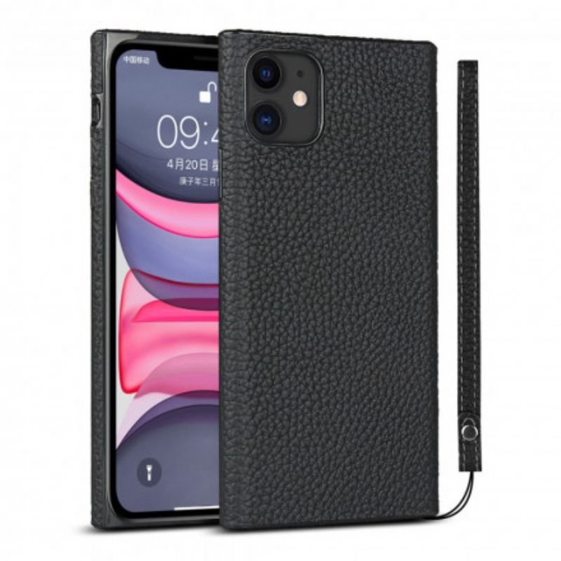 Kuori iPhone 11 Aito Litchin Nahka Hihnalla
