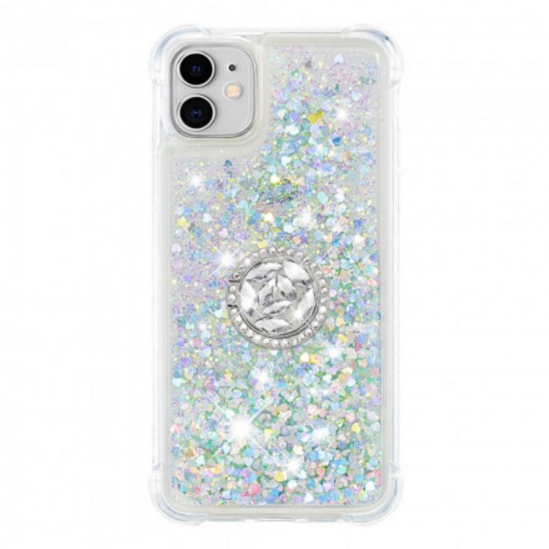 Kuori iPhone 11 Paljetteja Rengasta Tukevalla Timantilla