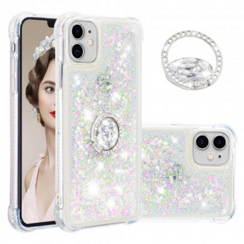 Kuori iPhone 11 Paljetteja Rengasta Tukevalla Timantilla