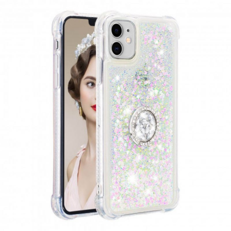 Kuori iPhone 11 Paljetteja Rengasta Tukevalla Timantilla