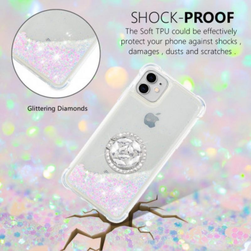 Kuori iPhone 11 Paljetteja Rengasta Tukevalla Timantilla