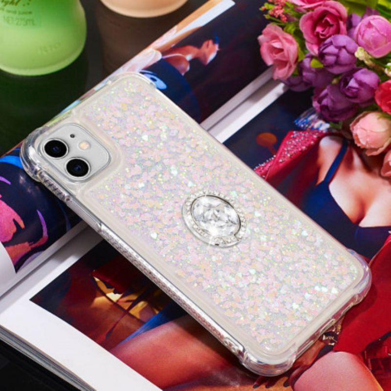 Kuori iPhone 11 Paljetteja Rengasta Tukevalla Timantilla