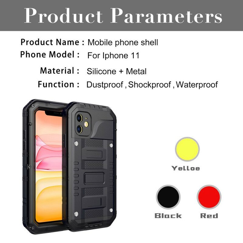 Kuori iPhone 11 Vedenpitävä Karkaistu Lasi Ja Metalli