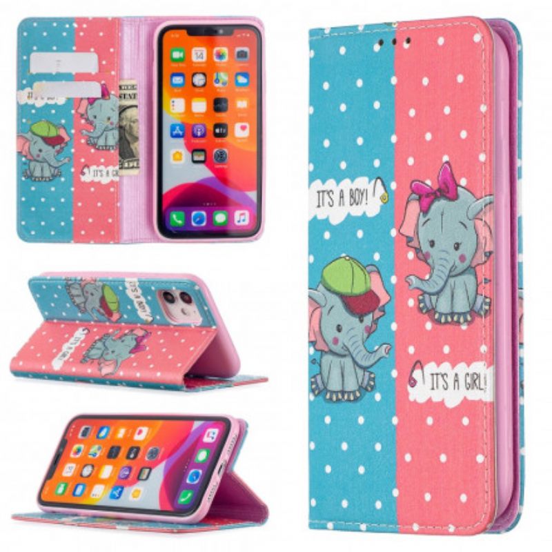 Puhelinkuoret iPhone 11 Kotelot Flip Baby Elephants