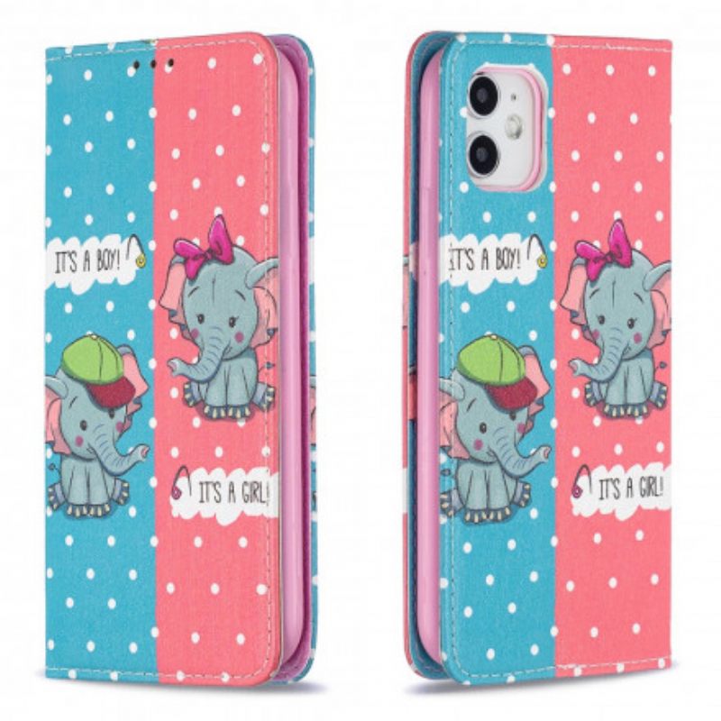Puhelinkuoret iPhone 11 Kotelot Flip Baby Elephants