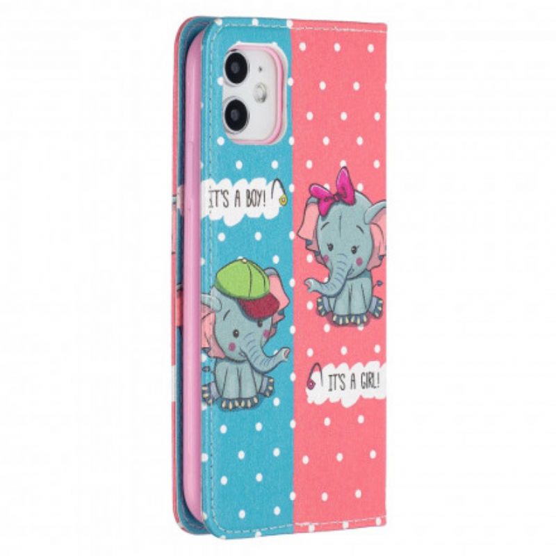 Puhelinkuoret iPhone 11 Kotelot Flip Baby Elephants