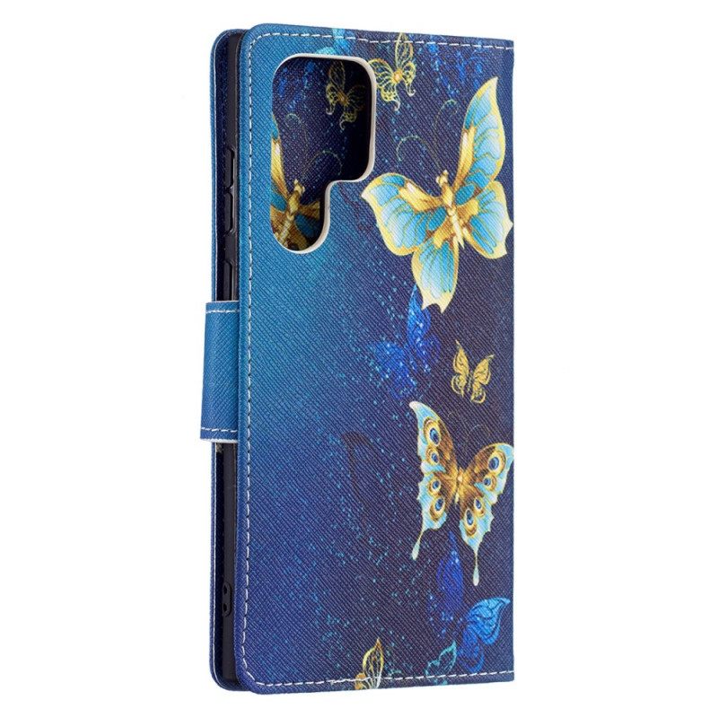 Kotelot Samsung Galaxy S22 Ultra 5G Golden Butterflies